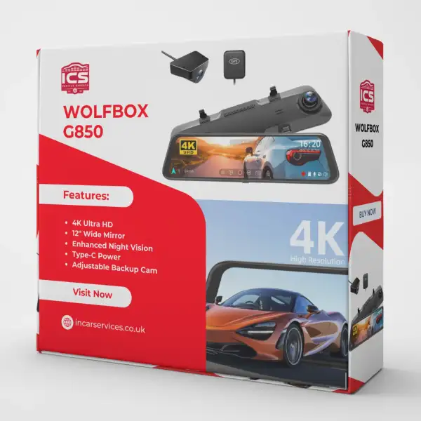 WOLFBOX G850 4K Rearview Mirror Backup Camera & Dash Cam