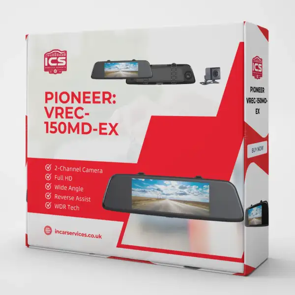 Pioneer VREC-150MD-EX 2-Channel Mirror Dash Camera (Includes 10m Extension Cable)
